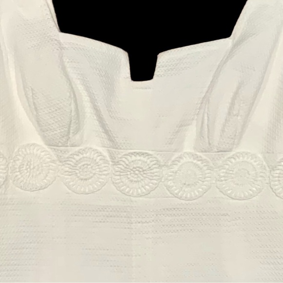 Trina Turk White Sleeveless Wide Strap Fitted Dress, textured, white, size 2 - Picture 3 of 7